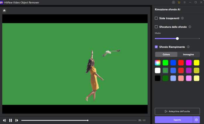 scegliere il riempimento Green Screen