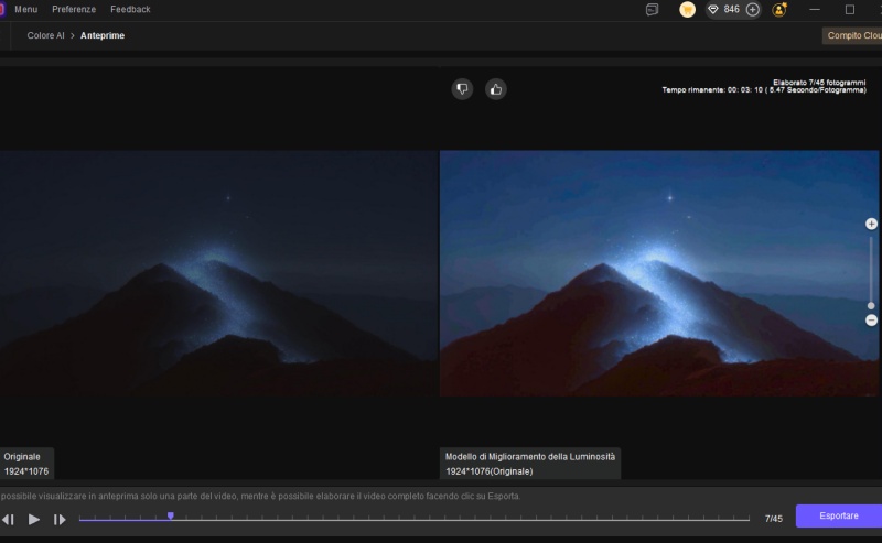 anteprima ed esportazione