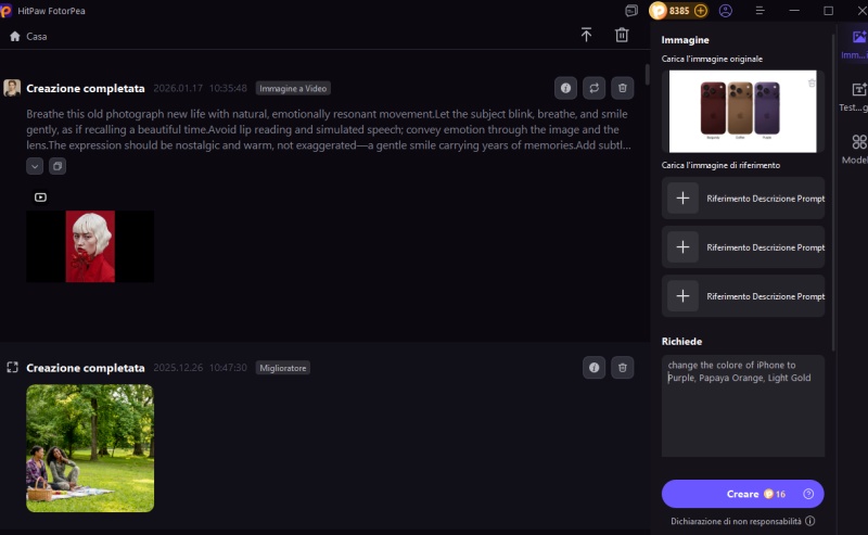 Seleziona il modello Immagine a immagine e inserisci un prompt AI.
