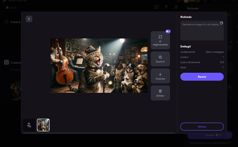 il risulto di gatto che cantare
