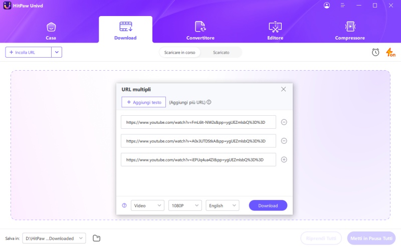 add multiple urls