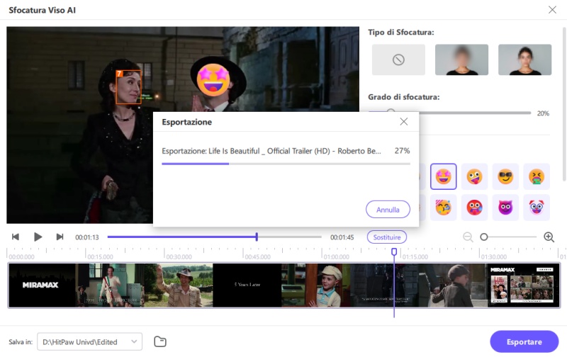 video con visi sfocati