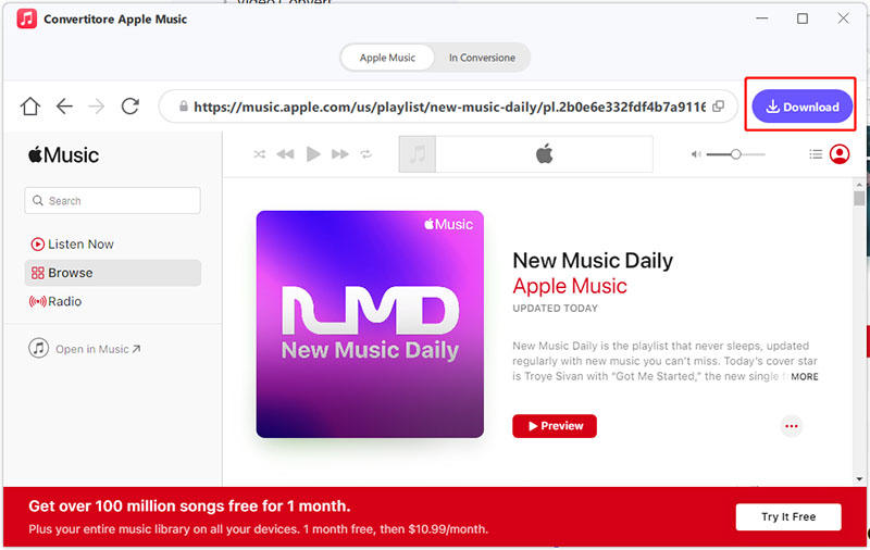 listen to apple music with built-in web player