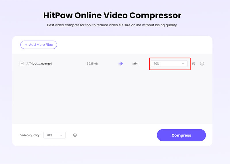 modificare l'impostazione di qualità, frame rate, risoluzione o formato
