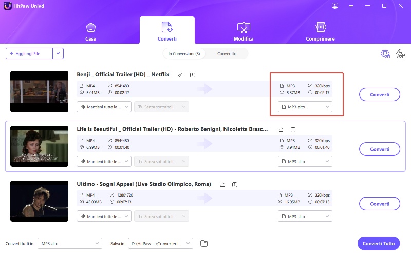 convertire video iPhone in MP3