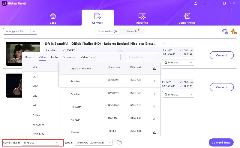 usa il convertitore HitPaw per convertire OGG in MP4