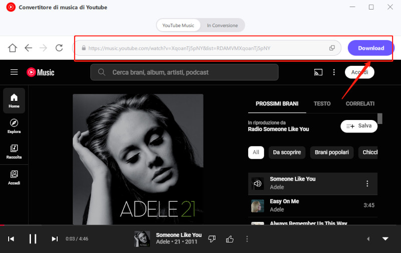 search for youtube music you want to download
