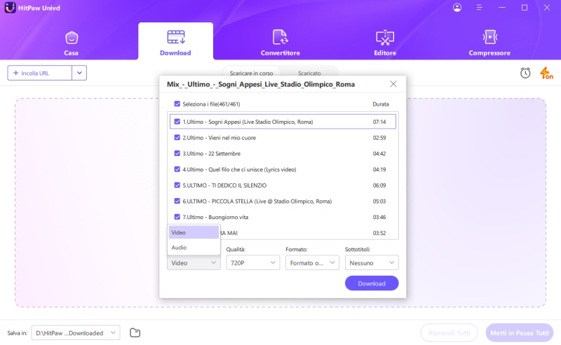 select playlist file type