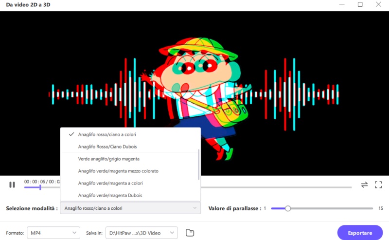 Trascinare per regolare il valore della parallasse