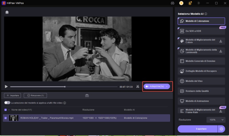 Fare clic su Anteprima