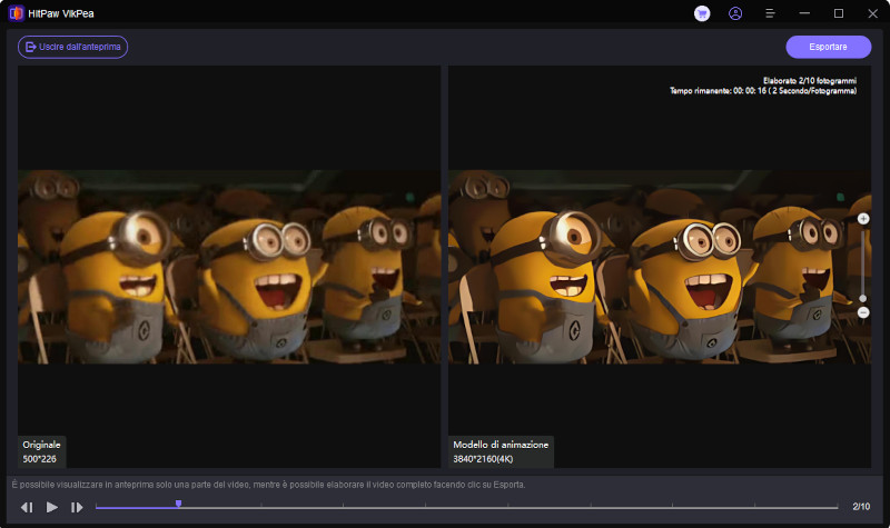 risultati dell'anteprima del miglioramento del colore ai
