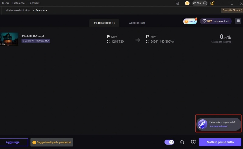 acceleration button in export page