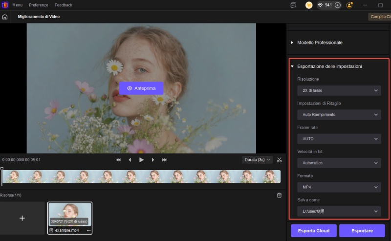 decompression model adjust video export setting