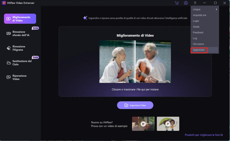 aggiornamento del HitPaw Video enhancer