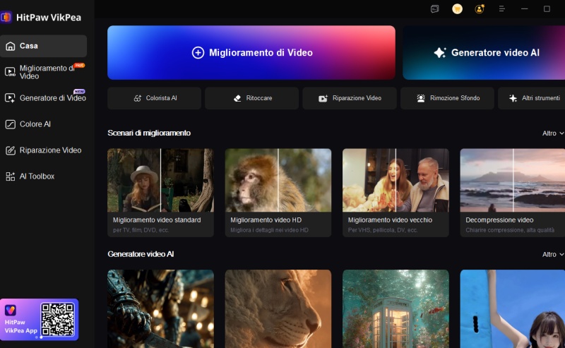  Interfaccia principale del generatore di video vikpea ai