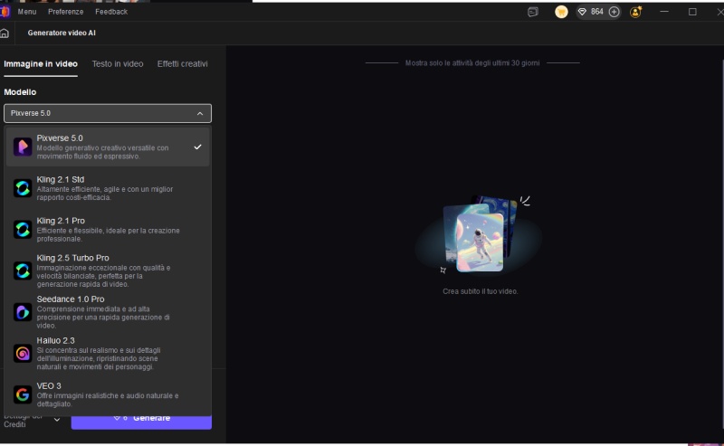 Seleziona il modello AI e personalizza le impostazioni