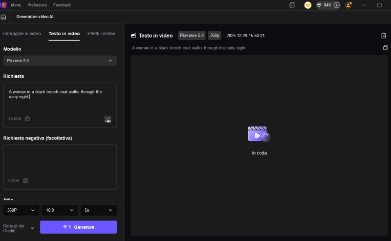 Inizia a generare video dal testo