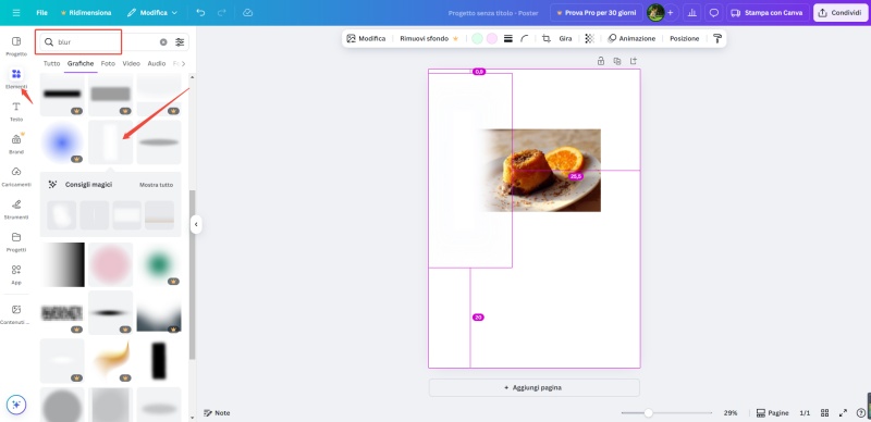 come sfocare i bordi della foto in Canva