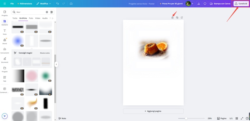 come ammorbidire i bordi in Canva