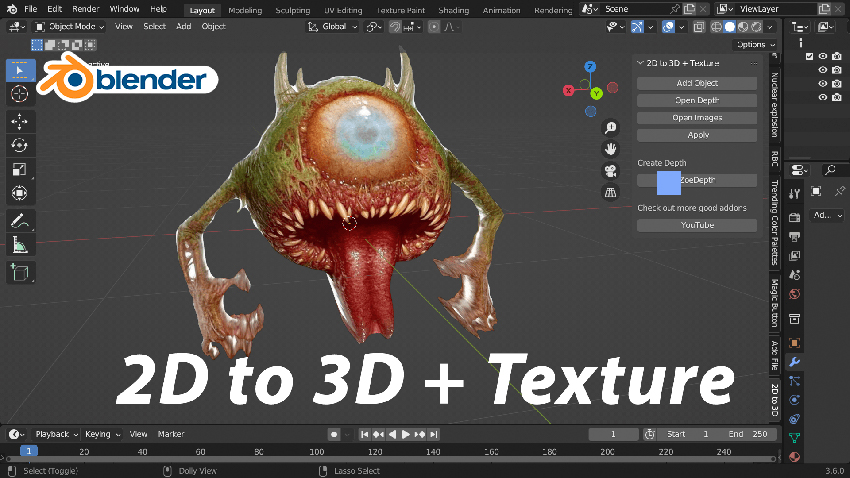 transformer une image 2d en 3d avec blender