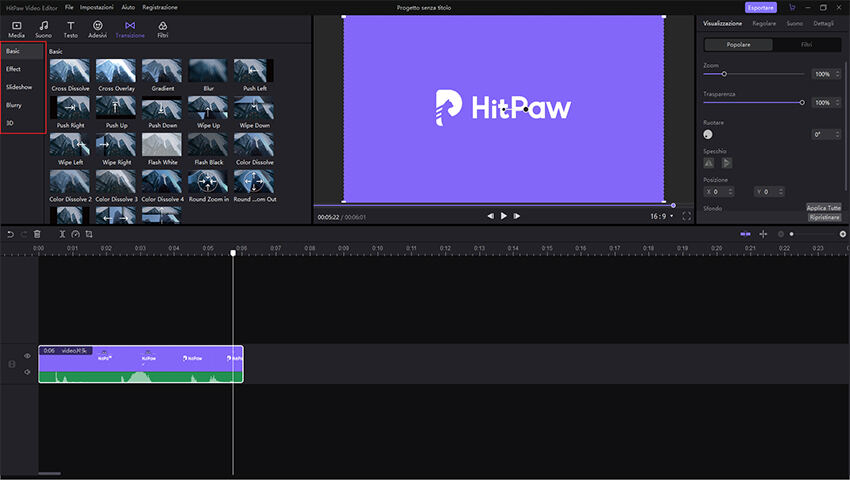 aggiungere transizioni video