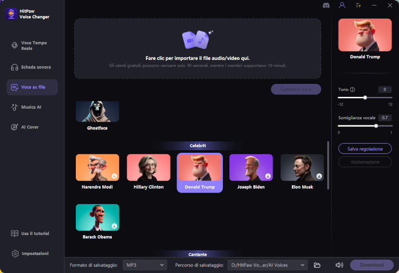 Scegli la voce della tua celebrità preferita